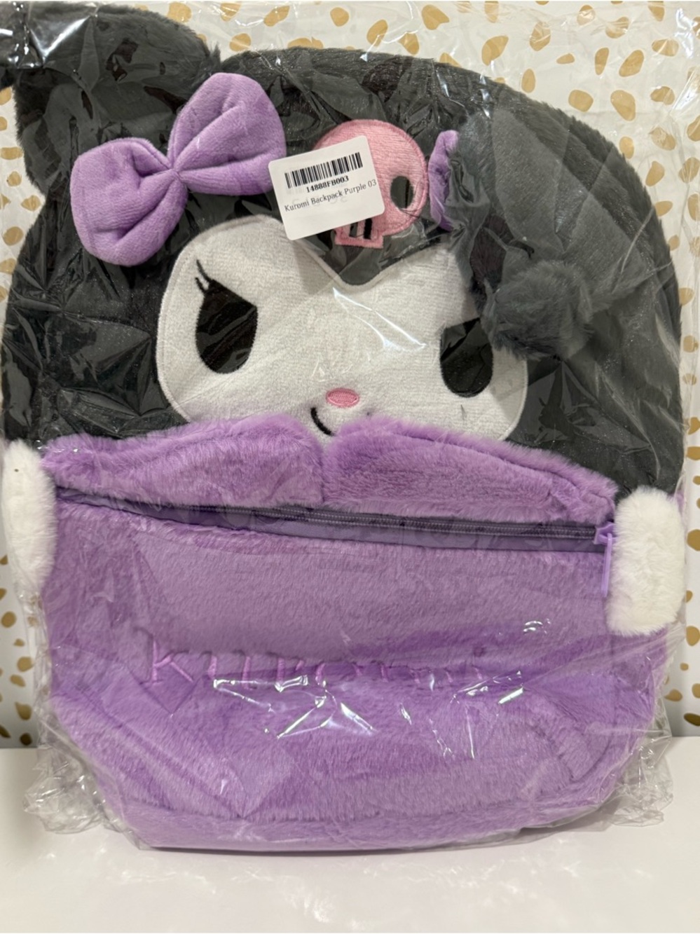 Kuromi Hello Kitty Plush Backpack in Black & Lavender